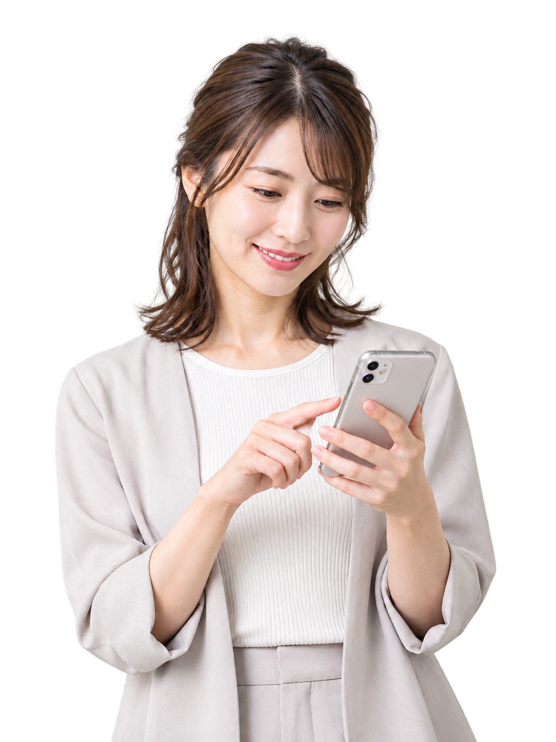 スマートフォンでSNSを操作する女性のイメージ